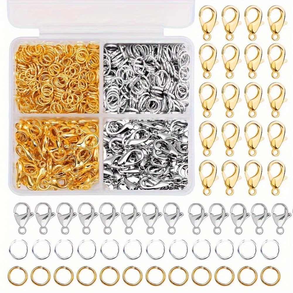 Lobster Clasp Silver - 350/500 sztuk – zestaw łączonych elementów,